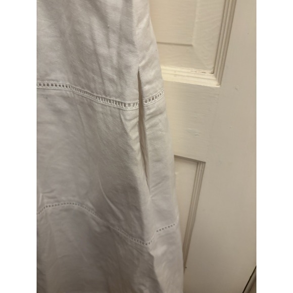 Gap Women's White V-Neck Linen Dress Sleeveless Cotton Pockets Size 14 $70 New - Picture 6 of 7